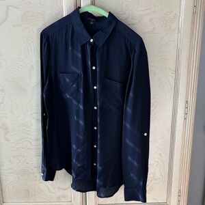 Ann Taylor Midnight Blue Silk Blouse